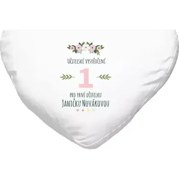 Polštář Polštář srdce 40x35 cm Učitelské vysvědčení pro paní učitelku