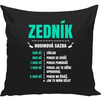 Polštář Polštář černý 40x40 cm Hodinová sazba - zedník