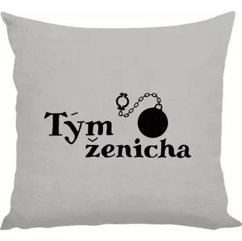 Polštář Polštář lněný 40x40 cm Tým ženicha s koulí