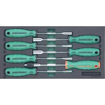 Autodíl Modul pěnový - šroubováky na matice a rukojeť s kardanem, sada 7 ks - JONNESWAY