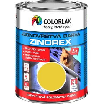 barva na kov Colorlak Zinorex S2211 Základní antikorozní barva 2 v 1, dopravní žlutá, polomat, 600 ml&nbsp;S2211-A-R1023-L.60