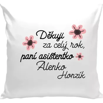 Polštář Polštář bílý 40x40 cm Děkuji za celý rok, paní asistentko