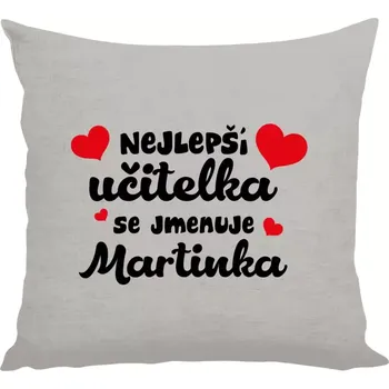 Polštář Polštář lněný 40x40 cm Nejlepší učitelka se jmenuje - Jméno
