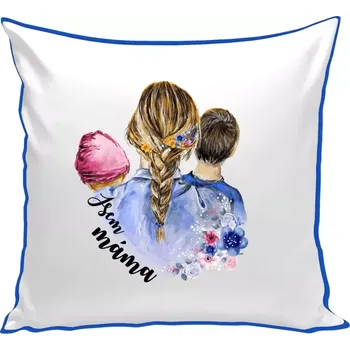 Polštář Polštář barevný 32x32 cm Jsem máma - holčička a kluk