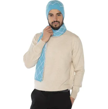 Čepice Duuree.cz Dárkový set Gil čepice a šála 100% kašmír Barva: Tyrkysová a bílá