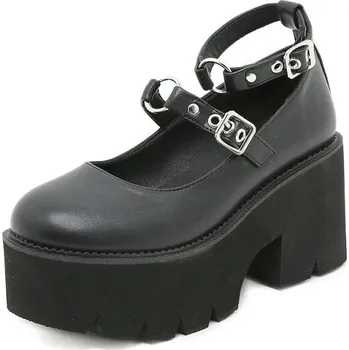 Dámské lodičky Punkové lodičky s pásky a masivní platformou GoodDayGirl Barva: Černá, Velikost: 42