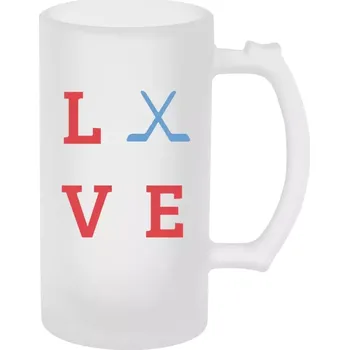 Sklenice Hokejový půllitr - Love - hokejky - matný