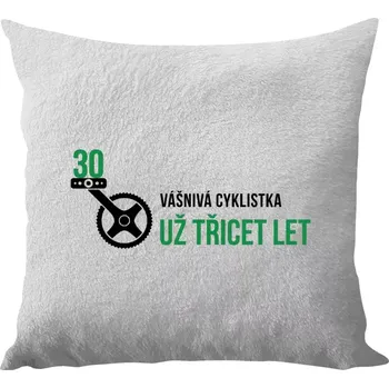Polštář Polštář bílý 40x40 cm - dlouhý chlup Vášnivá cyklistka už x let
