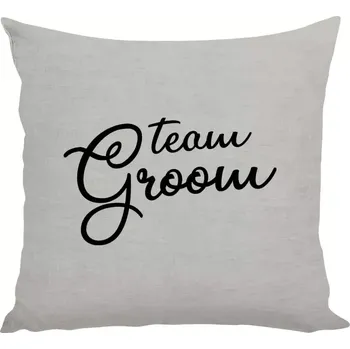 Polštář Polštář lněný 40x40 cm Team Groom - nápis