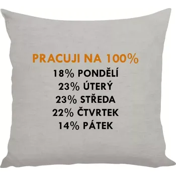 Polštář Polštář lněný 40x40 cm Pracuji na 100%