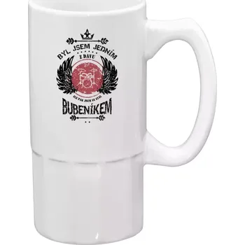 Sklenice Půllitr bílý vysoký Byl jsem jedním z davu, ale pak jsem se stal bubeníkem