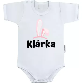 Dětské body s krátkým rukávem Růžová ouška se jménem