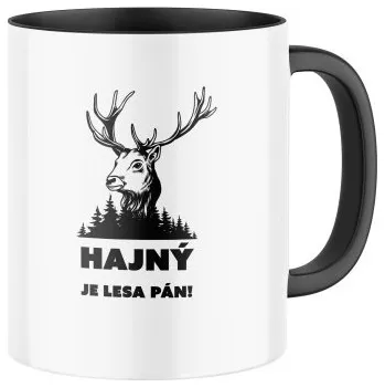 Keramický hrnek s potiskem Hajný je lesa pán!