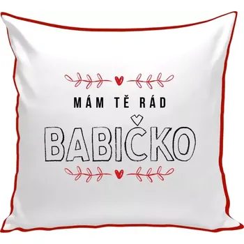 Polštář Polštář barevný 32x32 cm Mám tě rád babičko