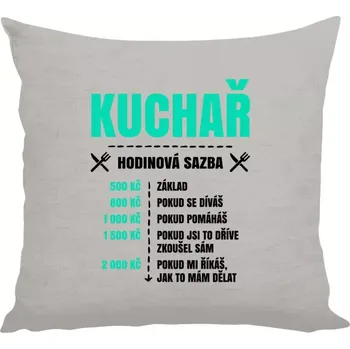 Polštář Polštář lněný 40x40 cm Hodinová sazba - kuchař