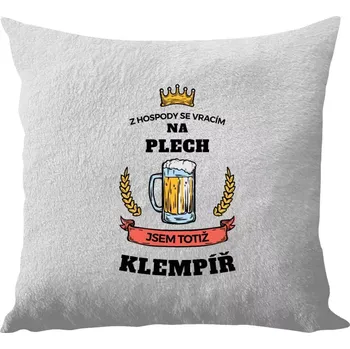 Polštář Polštář bílý 40x40 cm - dlouhý chlup Z hospody se vracím - Klempíř