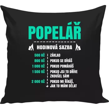 Polštář Polštář černý 40x40 cm Hodinová sazba - popelář