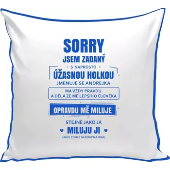 Polštář Polštář barevný 32x32 cm Sorry, jsem zadaný