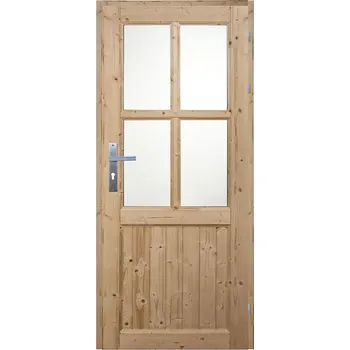 Vchodové dveře Vedlejší vchodové dveře Jana, 90 P, rozměr vč. zárubně: 980 × 1980 mm, masivní dřevo, pravé, smrk, prosklené