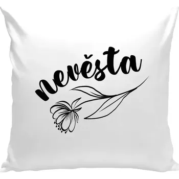 Polštář Polštář bílý 40x40 cm Nevěsta - s květinou