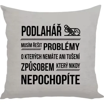 Polštář Polštář lněný 40x40 cm Musím řešit problémy - podlahář