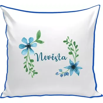 Polštář Polštář barevný 32x32 cm Nevěsta - modré květiny