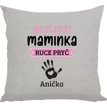 Polštář Polštář lněný 40x40 cm Nejlepší maminka, ruce pryč - 1 dítě