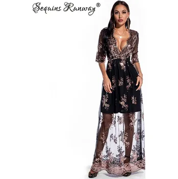 Dámské šaty Dámské společenské šaty výprodej Sequins SF454 Barva: Černo-Zlatá, Velikost: M