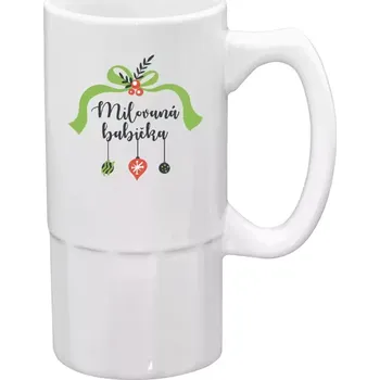 Sklenice Půllitr bílý vysoký Milovaná babička - ozdoby
