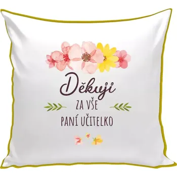 Polštář Polštář barevný 32x32 cm Děkuji za vše, paní učitelko