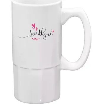 Sklenice Půllitr bílý vysoký Svědkyně - srdíčka a lístečky