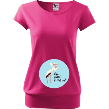 Těhotenské tričko Malfini City Čáp přiletí v měsíci...