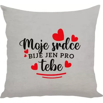 Polštář Polštář lněný 40x40 cm Moje srdce bije jen pro tebe