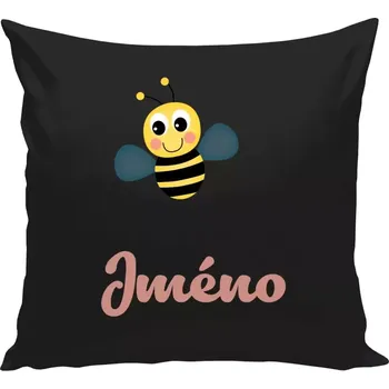 Polštář Polštář černý 40x40 cm Včelička se jménem