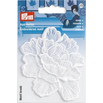 Nášivka PRYM Nášivka květina, slavnostní, nažehlovací, bílá