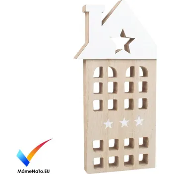 Vánoční dekorace Dřevěný domeček s komínem na postavení 22cm