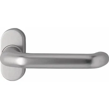 Dveřní kování Dieckmann Klika na oválné rozetě, série Ares FS, 9 mm čtyřhran, DIN EN179 - nerez