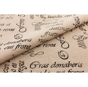 Bavlněné plátno černé písmo na béžové