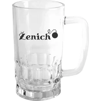 Sklenice Půllitr skleněný Ženich s koulí