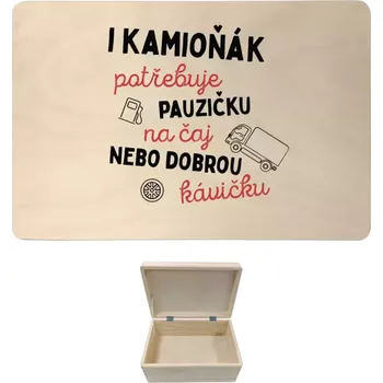 Úložný box Dřevěný box s víkem I kamioňák potřebuje pauzičku