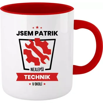 Hrnek pro techniky - Nejlepší v okolí - technik - červený vnitřek a ucho 330 ml