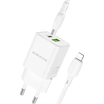 Rychlonabíječka Borofone BN14 vč. datového kabelu Lightning Dual 30W bílá