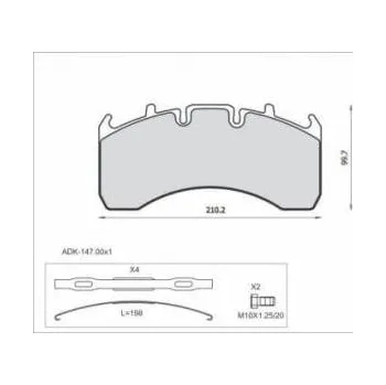 Brzdová destička Brzdové destičky zadní 29177, 29169 RENAULT MAGNUM / PREMIUM, VOLVO FH, FM (2004-) zadní 20567