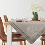 Gobelínový ubrus HOLLY béžový s vánočním motivem, 90 x 90 cm