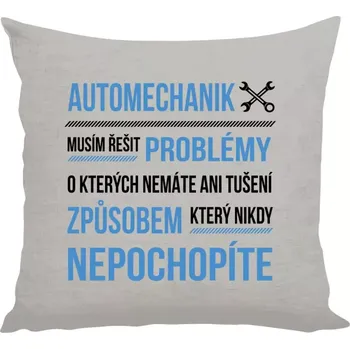 Polštář Polštář lněný 40x40 cm Musím řešit problémy - automechanik