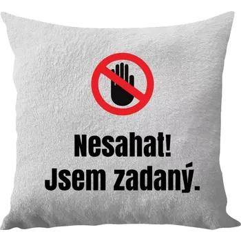 Polštář Polštář bílý 40x40 cm - dlouhý chlup Nesahat, jsem zadaný
