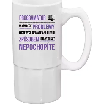 Sklenice Půllitr bílý vysoký Musím řešit problémy - programátor