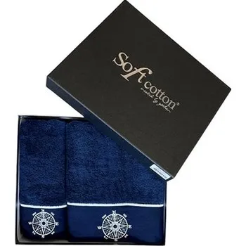 Ručník Soft Cotton - Dárková sada ručník a osuška Marine Lady, 2 ks, tmavě modrá