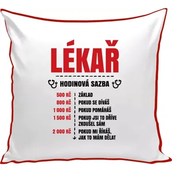 Polštář Polštář barevný 32x32 cm Hodinová sazba - lékař