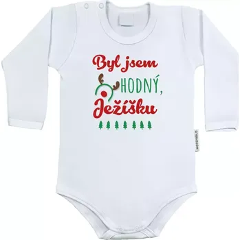 Kojenecký body Dětské body s dlouhým rukávem Byl jsem hodný, Ježíšku